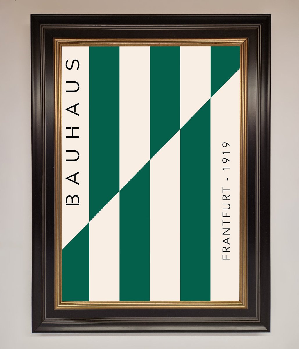 Bauhaus Green And White Framed Print-15