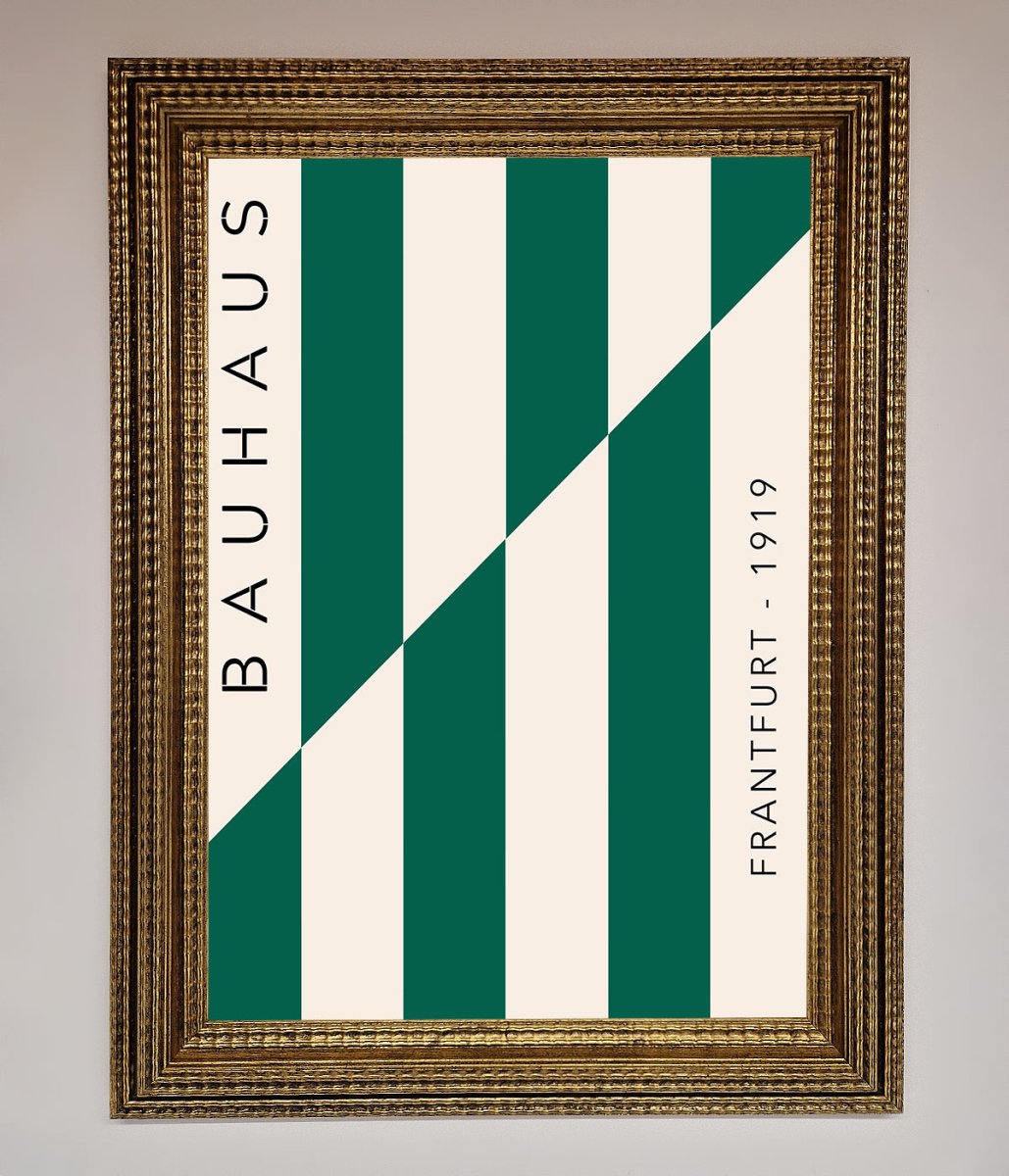 Bauhaus Green And White Framed Print-8