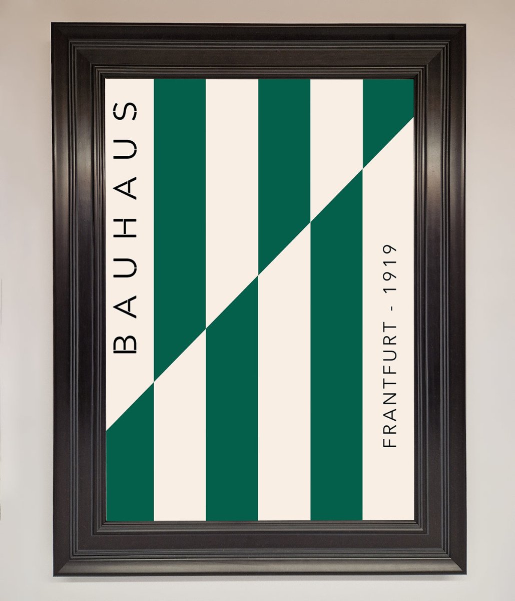 Bauhaus Green And White Framed Print-13