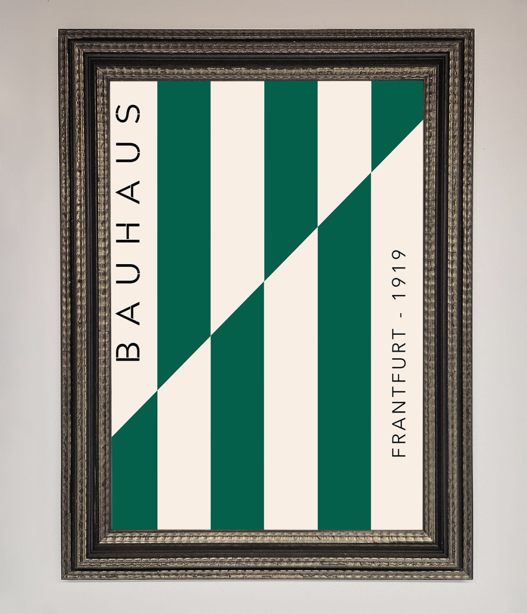 Bauhaus Green And White Framed Print-11