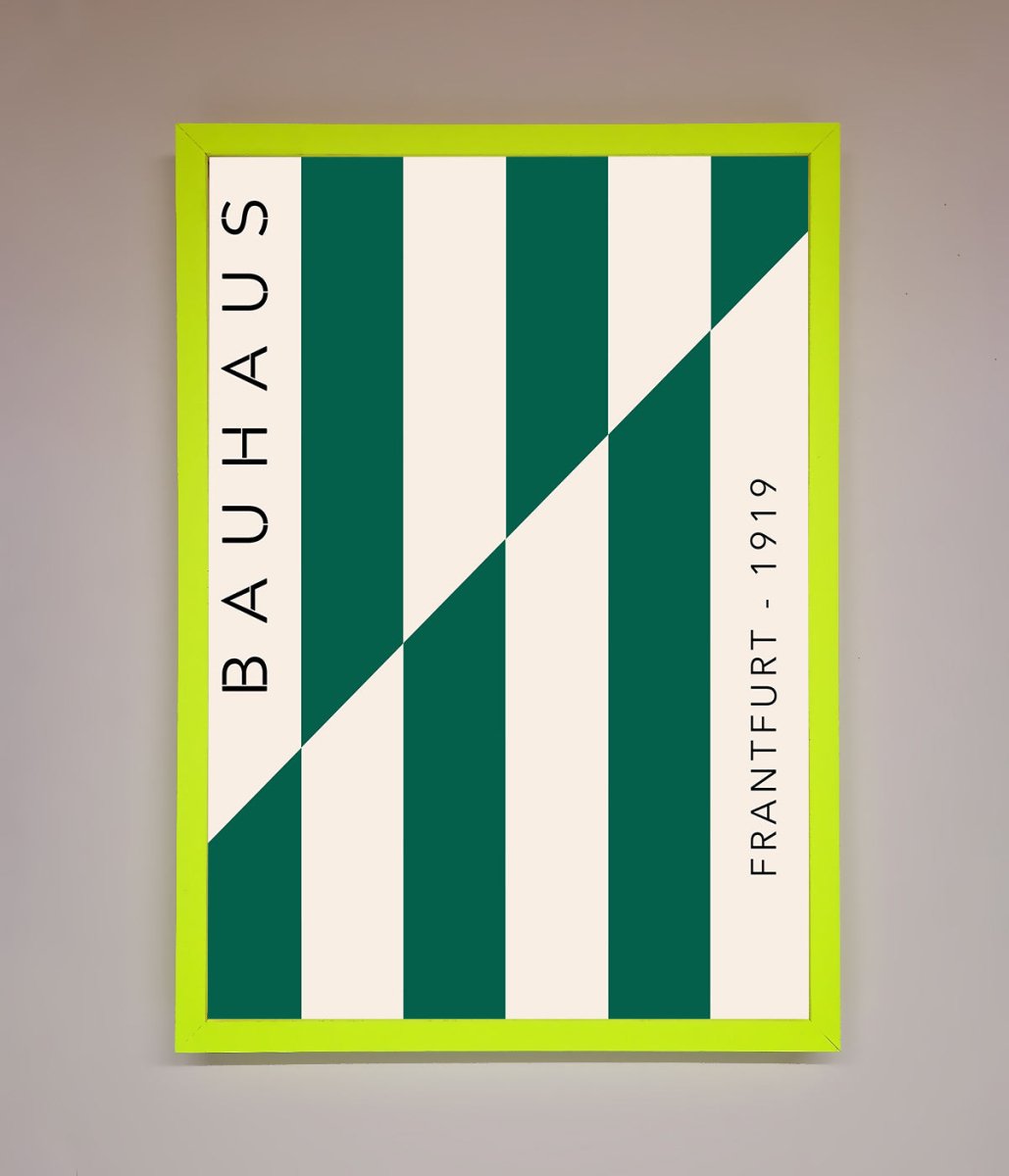 Bauhaus Green And White Framed Print-7