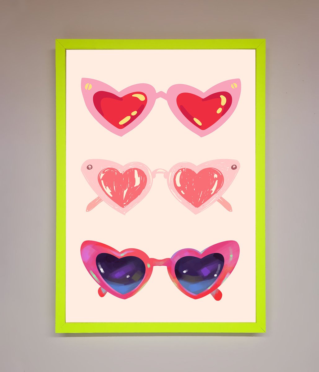Heart Sunglasses Framed Poster-8