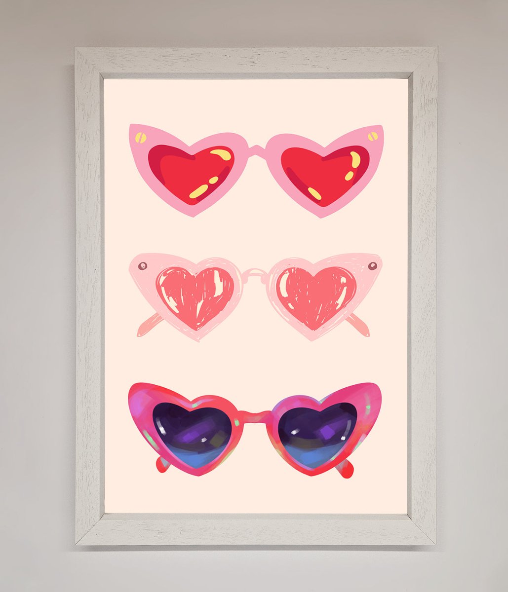 Heart Sunglasses Framed Poster-0