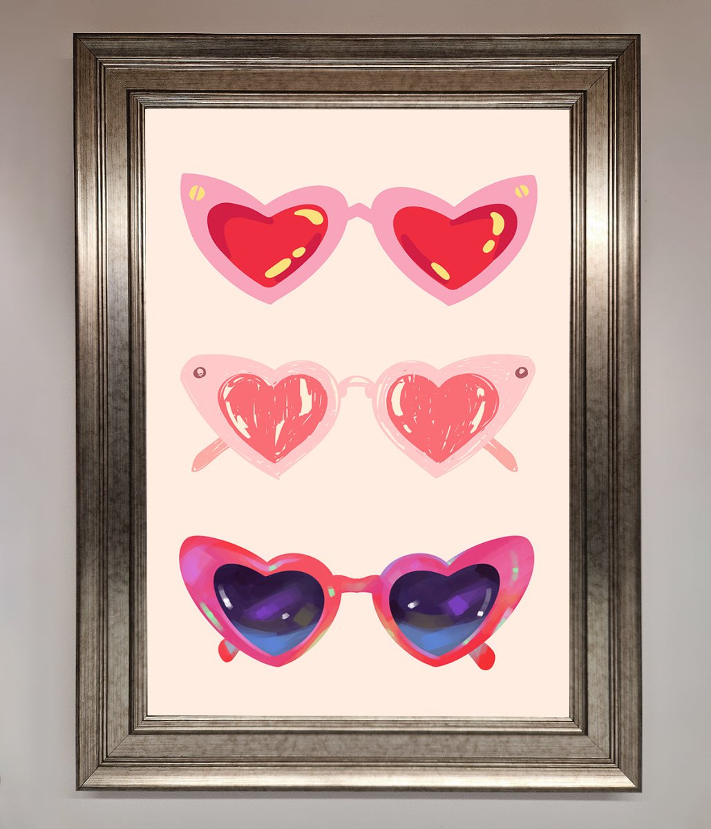 Heart Sunglasses Framed Poster-15