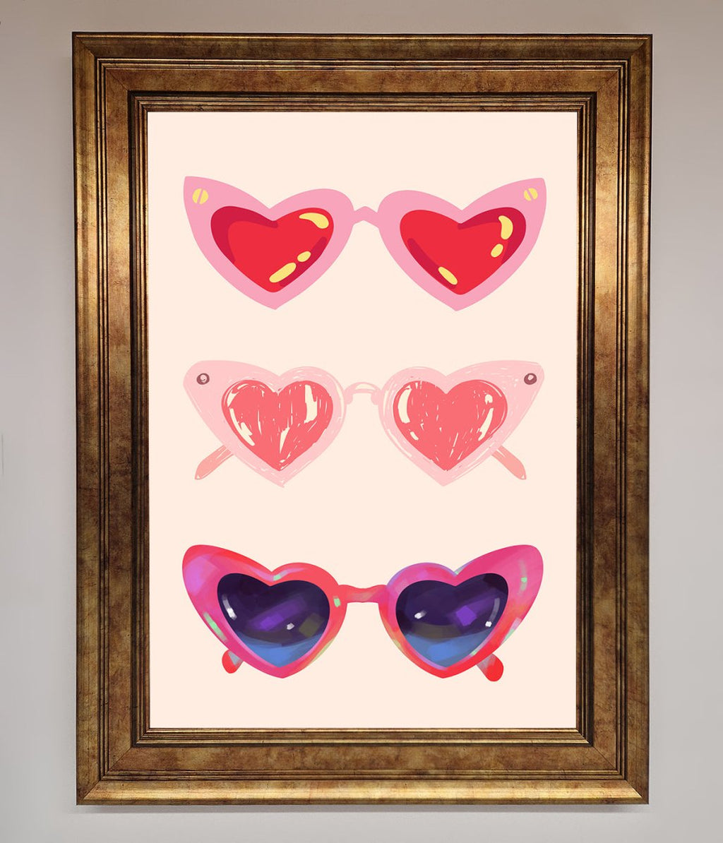 Heart Sunglasses Framed Poster-13