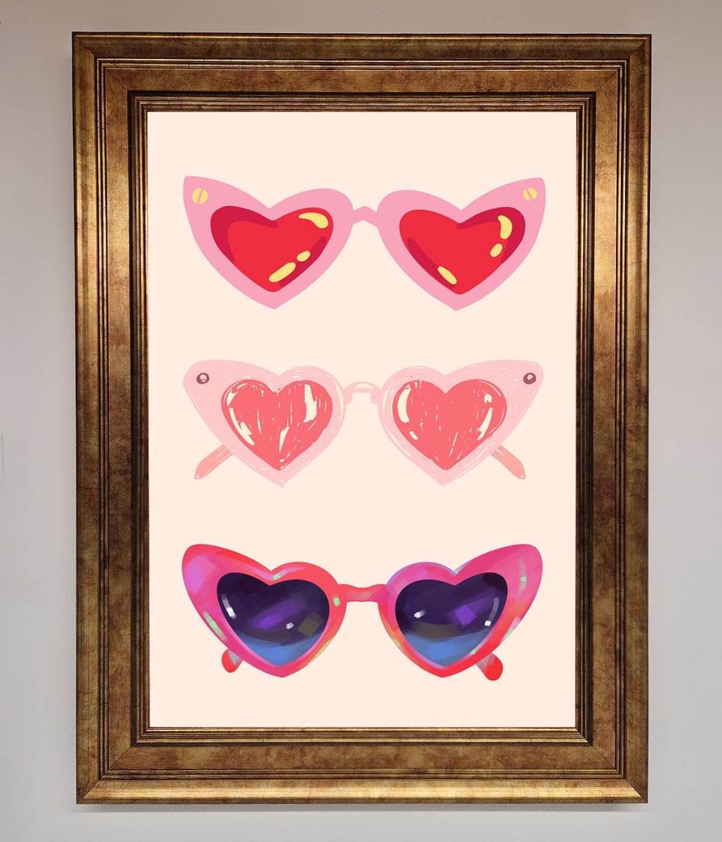 Heart Sunglasses Framed Poster-13