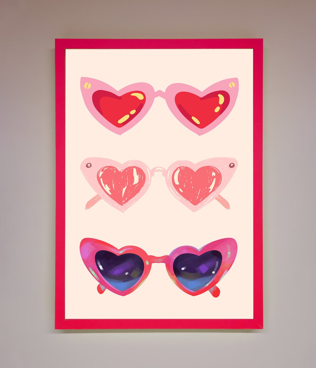 Heart Sunglasses Framed Poster-5