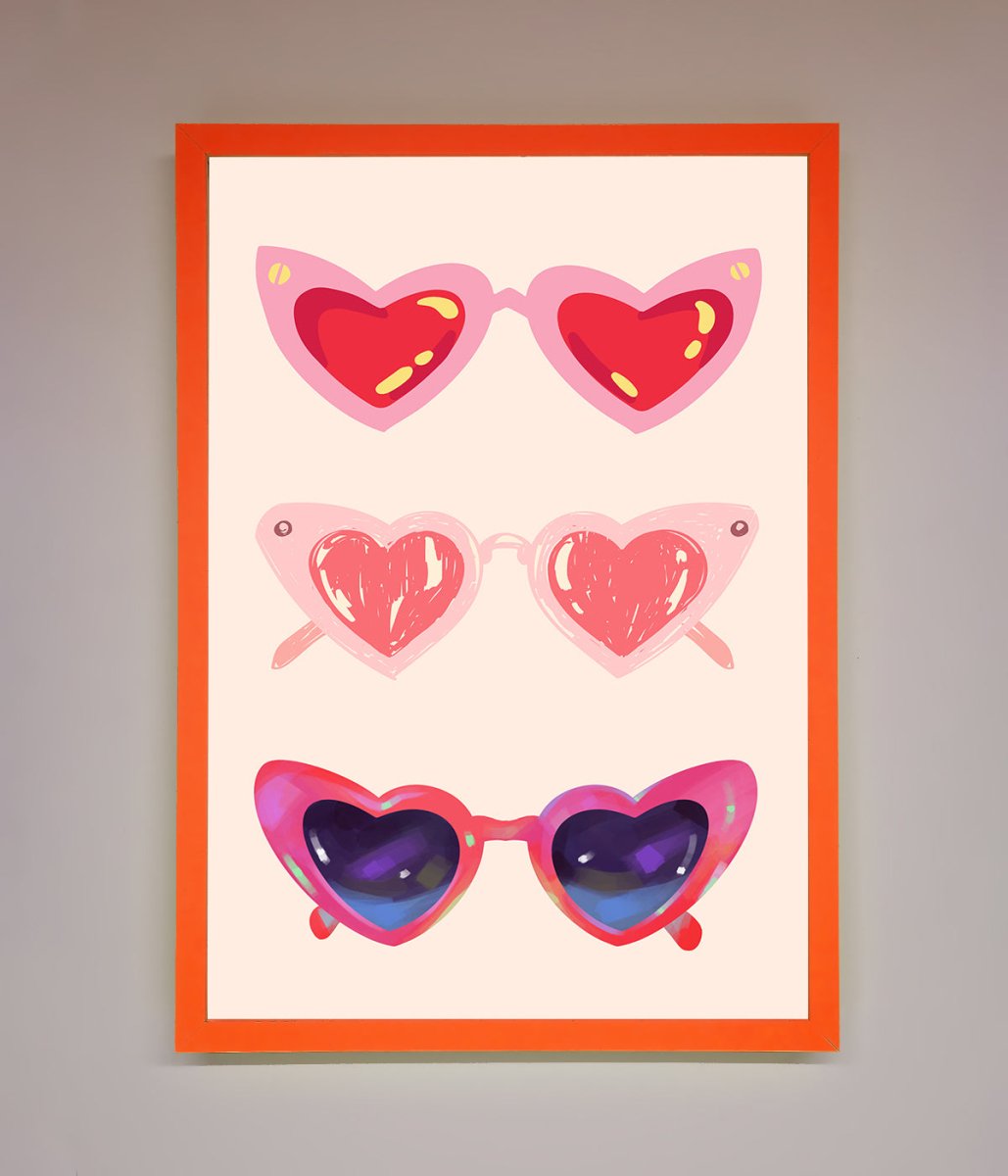 Heart Sunglasses Framed Poster-6