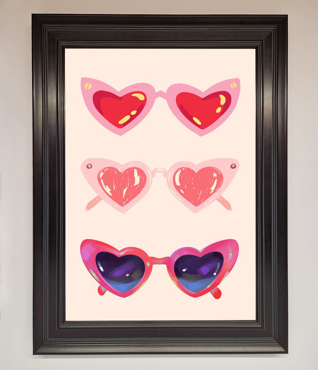 Heart Sunglasses Framed Poster-16