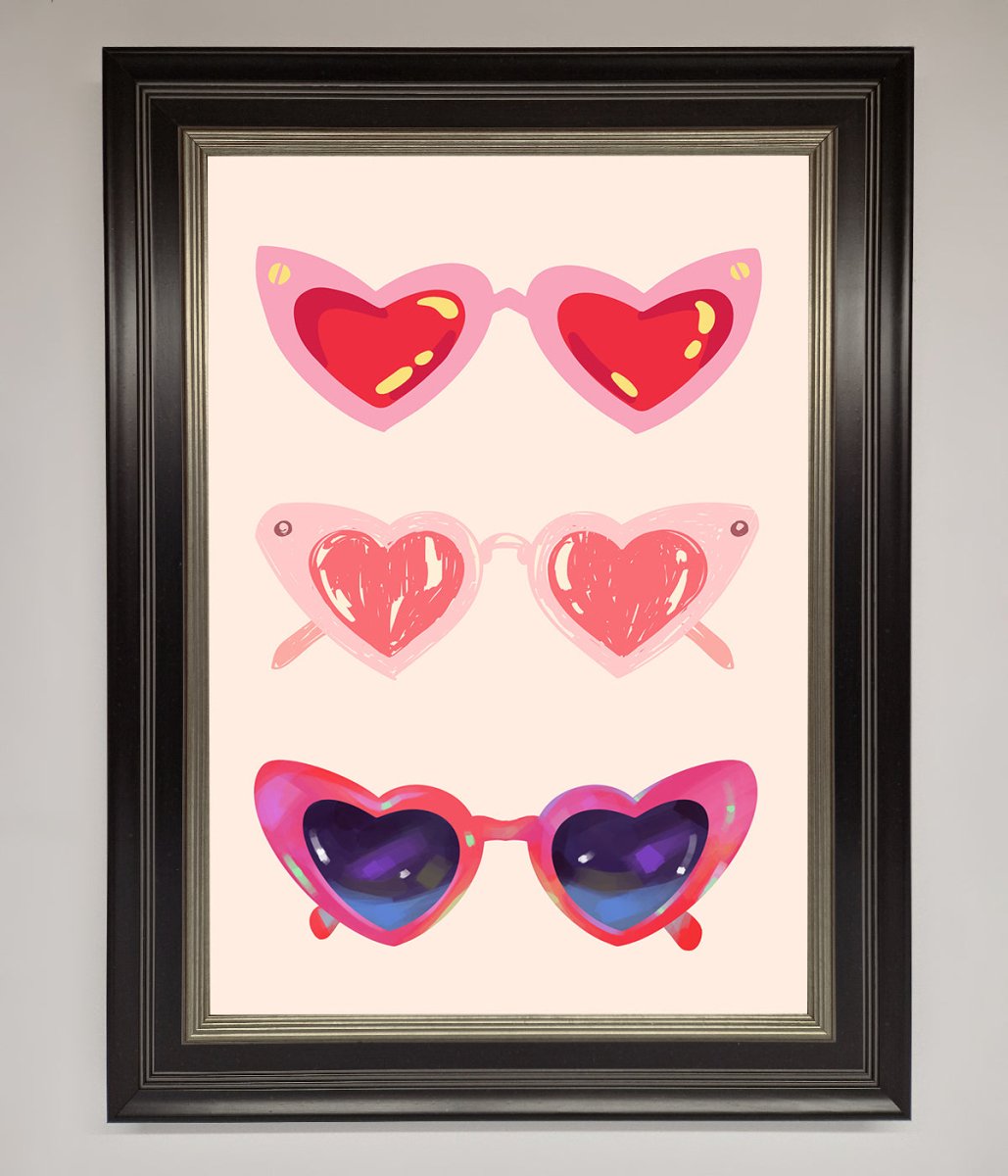 Heart Sunglasses Framed Poster-17