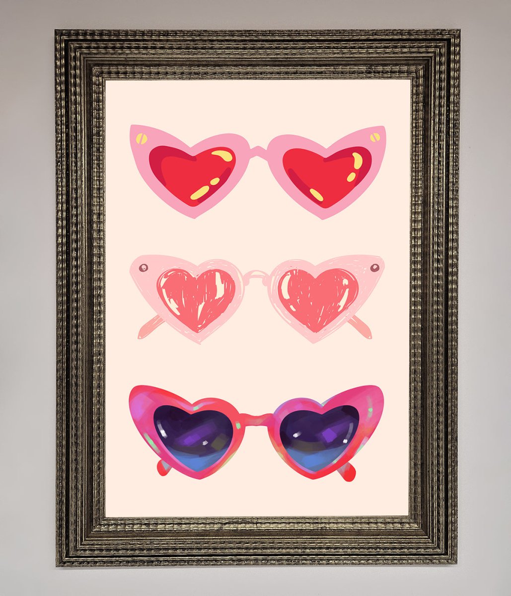 Heart Sunglasses Framed Poster-11