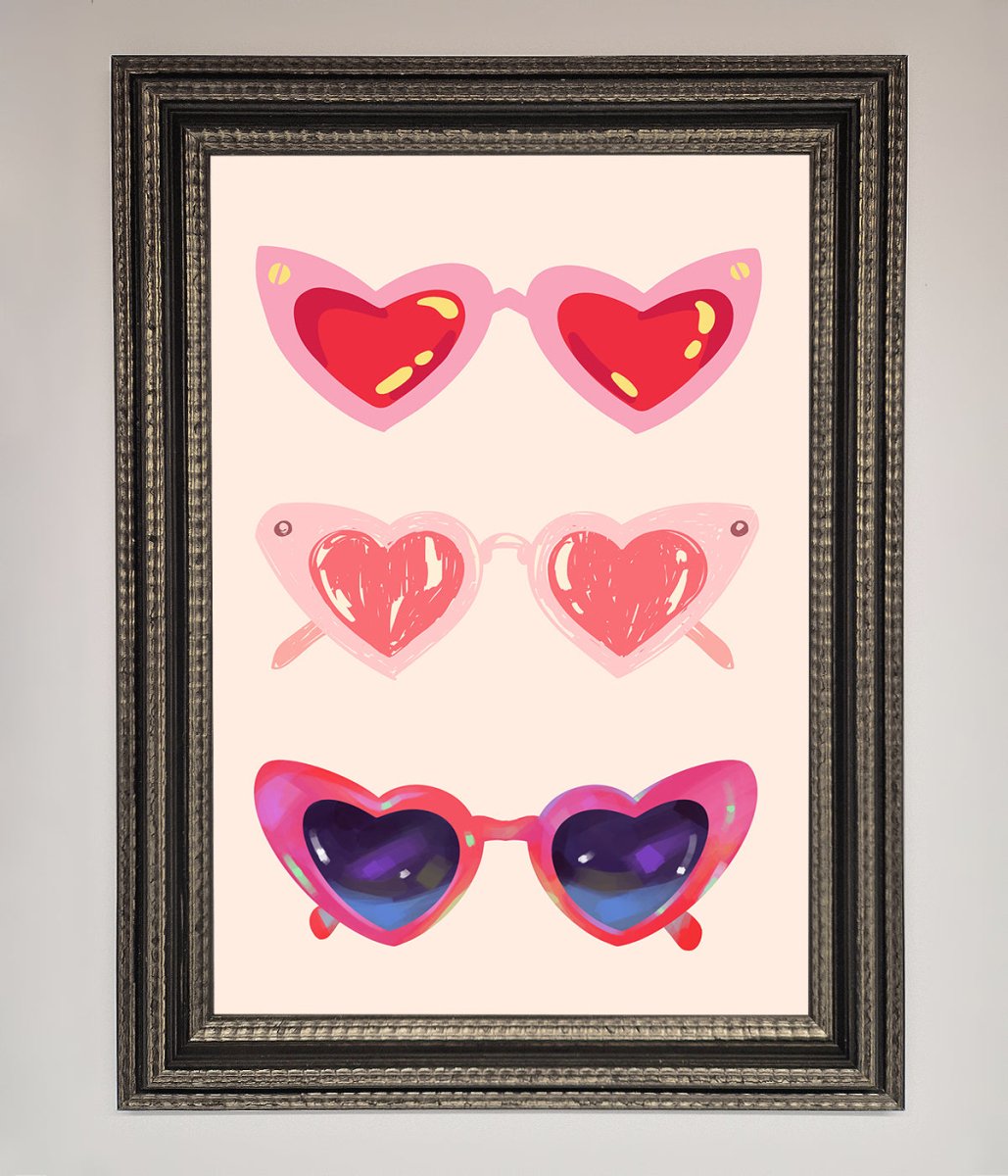 Heart Sunglasses Framed Poster-14