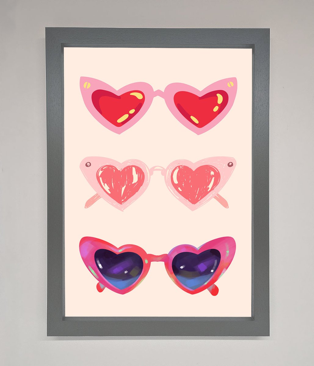 Heart Sunglasses Framed Poster-3