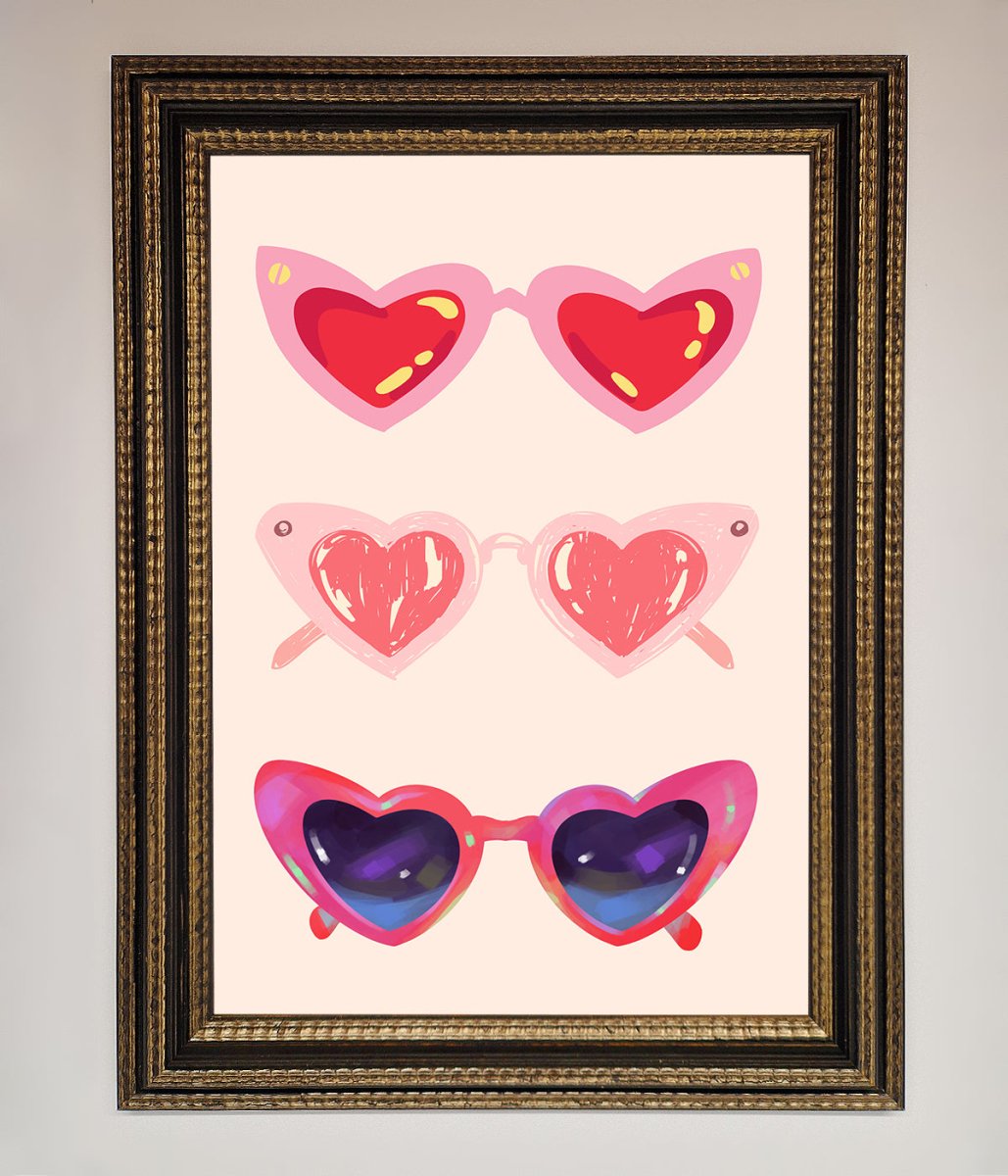 Heart Sunglasses Framed Poster-12
