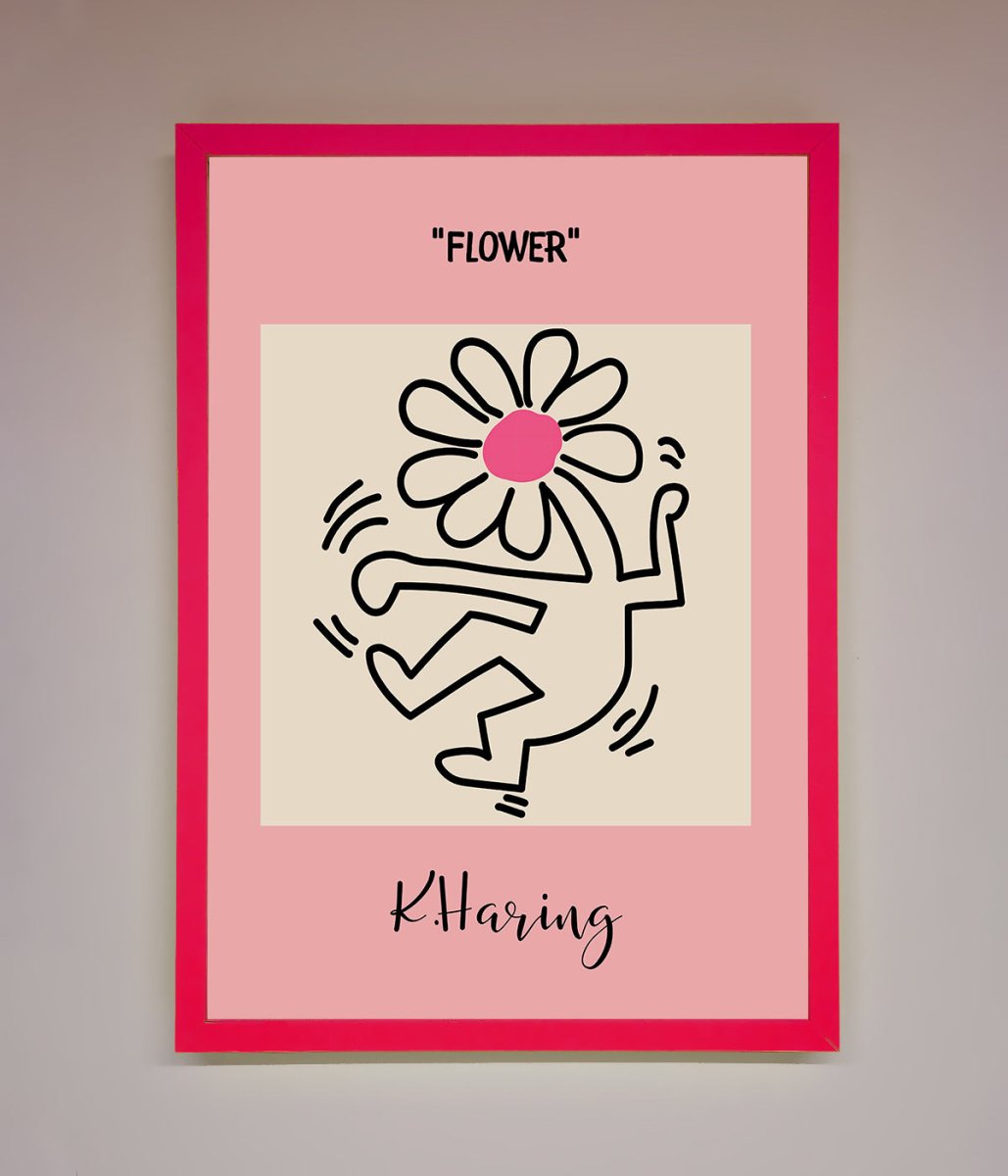 Keith Haring Flower Pink Framed Poster-0