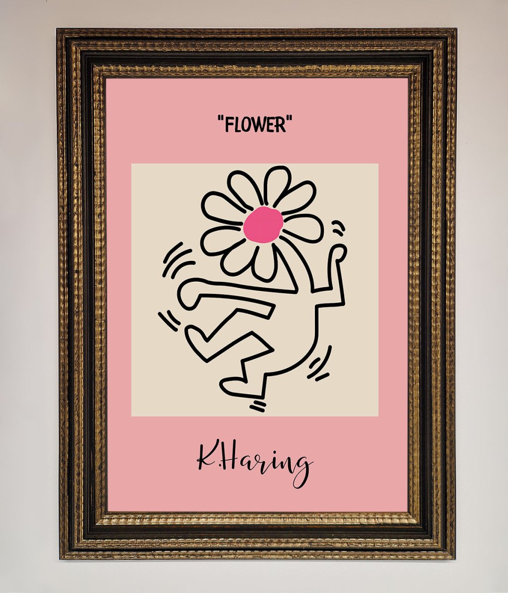 Keith Haring Flower Pink Framed Poster-18