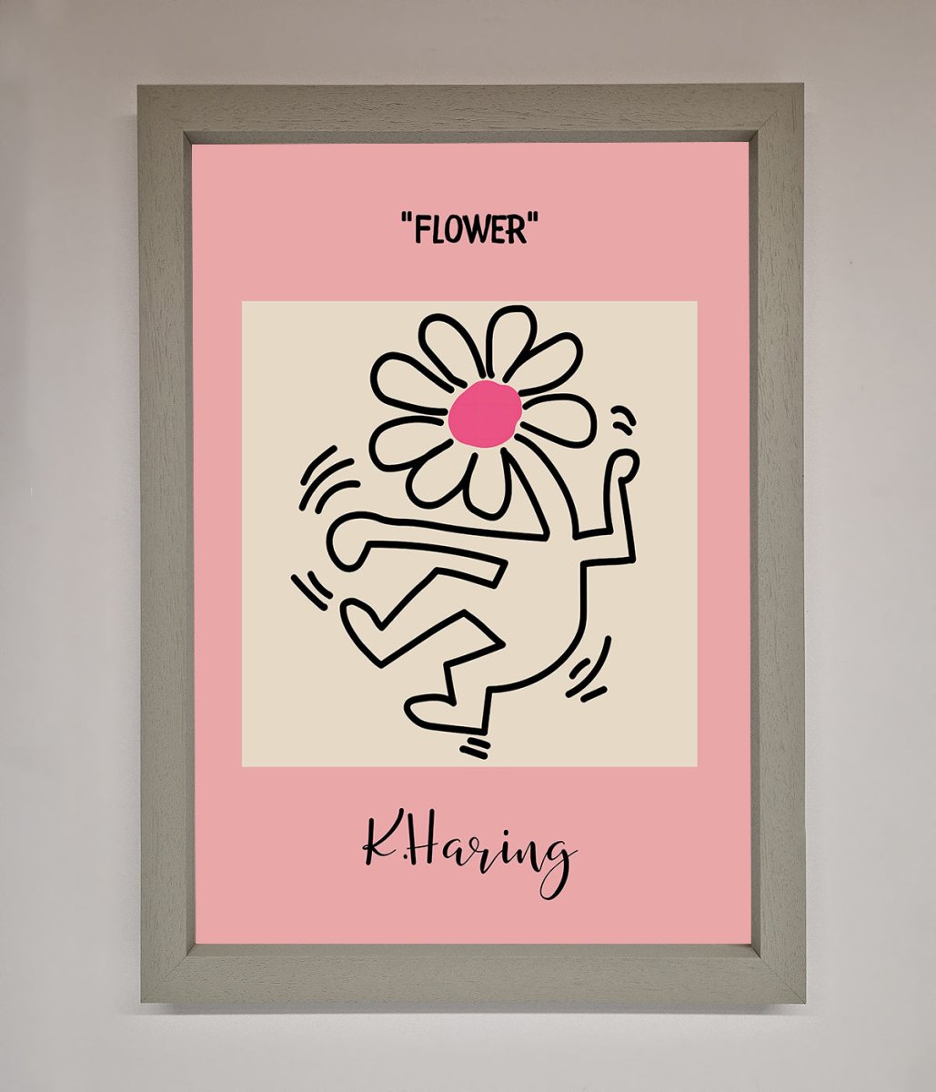 Keith Haring Flower Pink Framed Poster-3