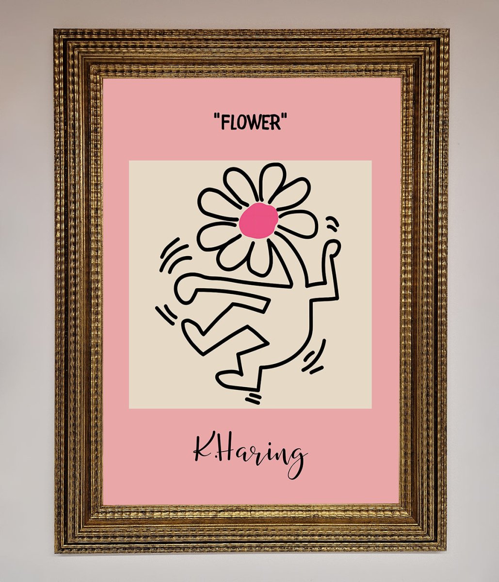 Keith Haring Flower Pink Framed Poster-15