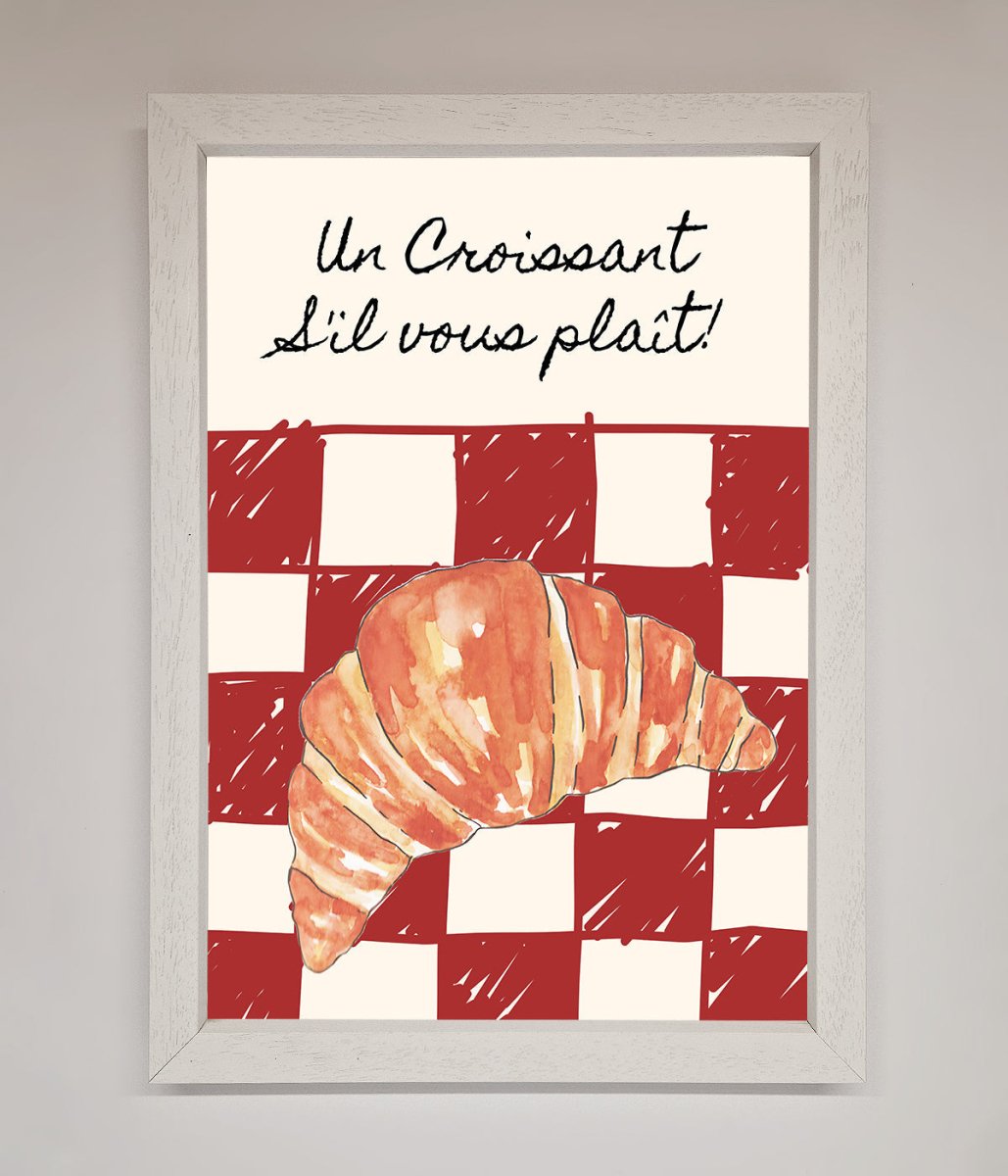 Kitchen Croissant Red Check Framed Print-2