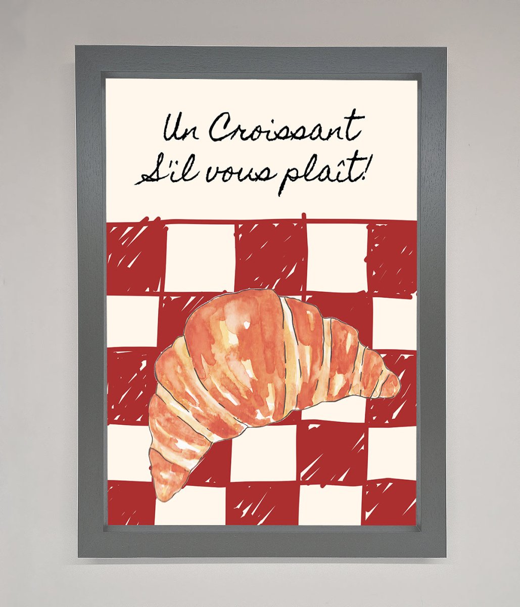 Kitchen Croissant Red Check Framed Print-3