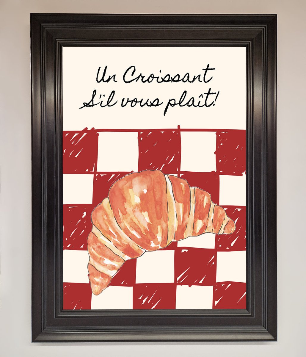 Kitchen Croissant Red Check Framed Print-6