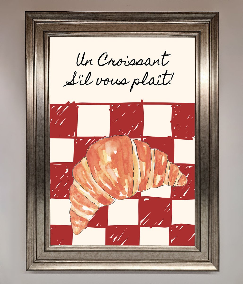 Kitchen Croissant Red Check Framed Print-5
