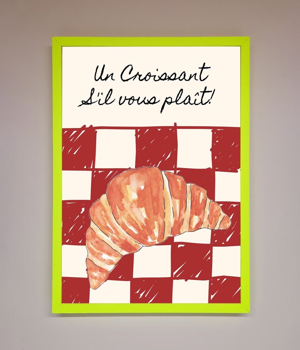 Kitchen Croissant Red Check Framed Print-12