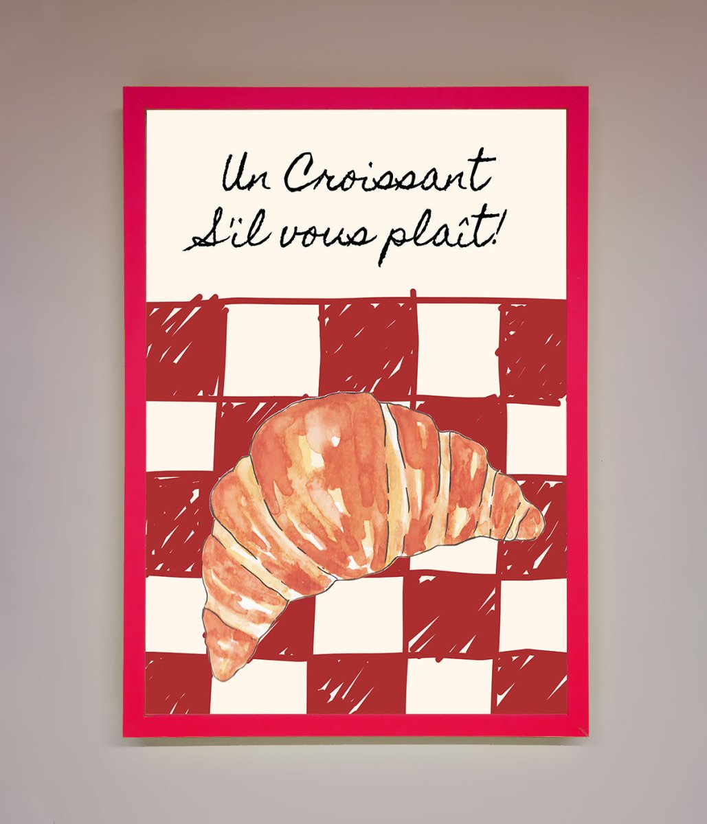 Kitchen Croissant Red Check Framed Print-13