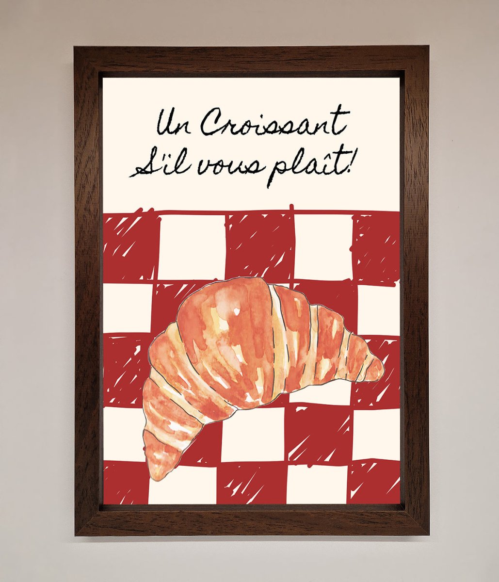 Kitchen Croissant Red Check Framed Print-4