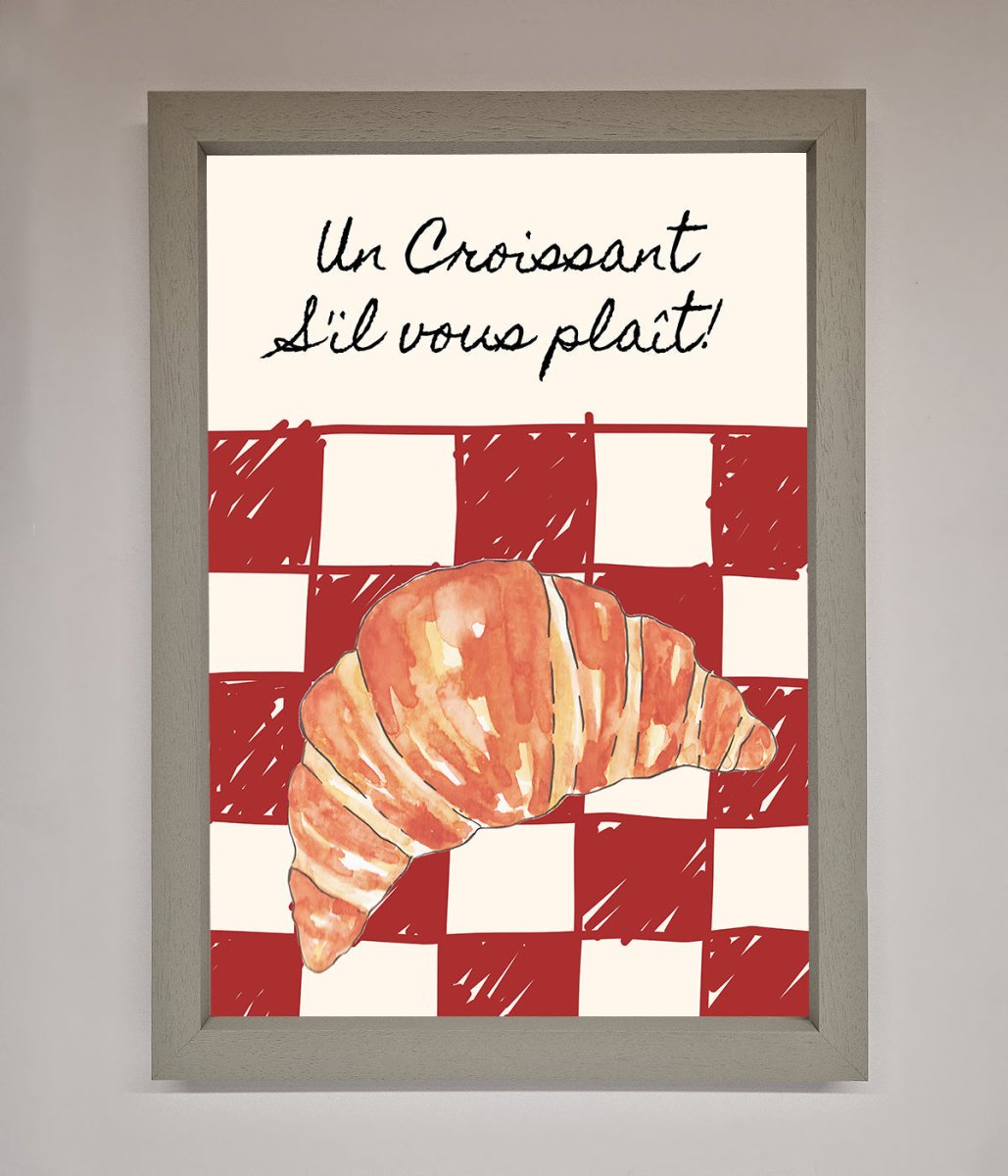 Kitchen Croissant Red Check Framed Print-0
