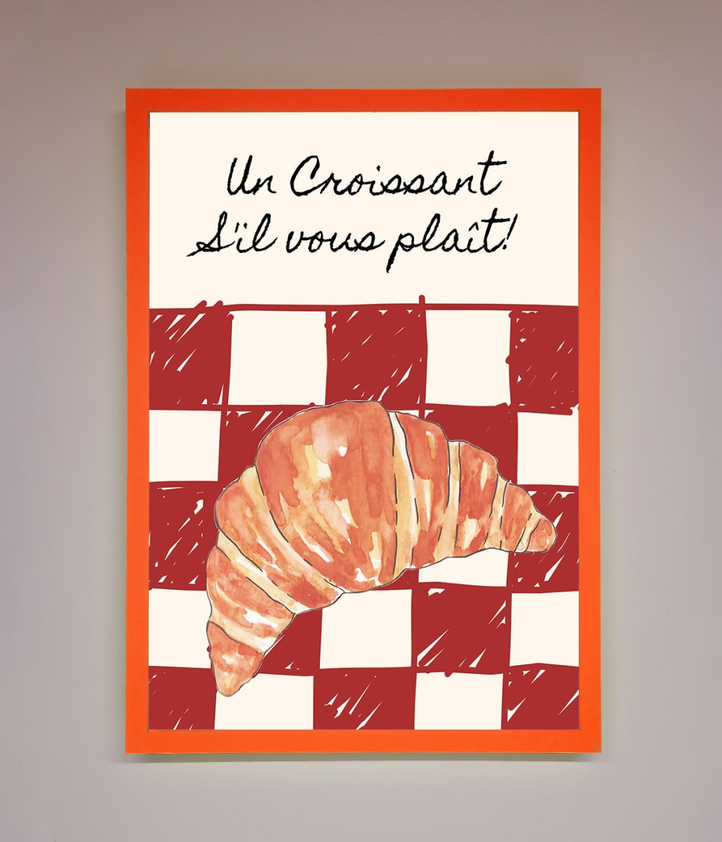 Kitchen Croissant Red Check Framed Print-10