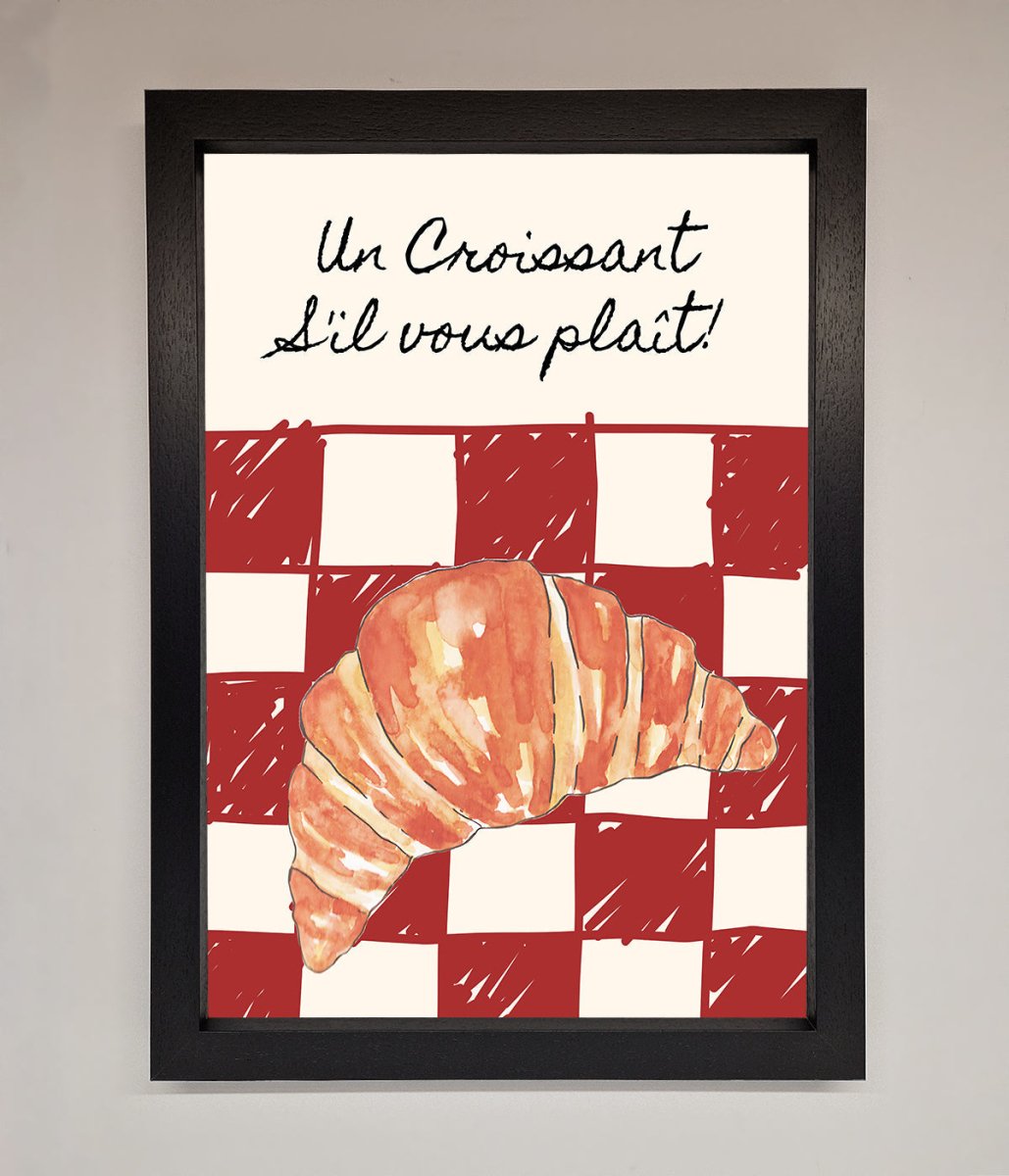 Kitchen Croissant Red Check Framed Print-1