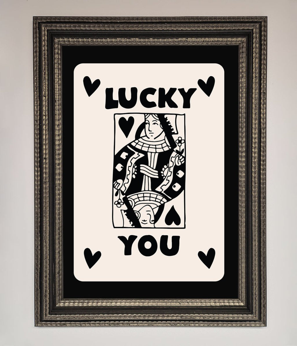 Lucky You Beige Black Framed Print-8