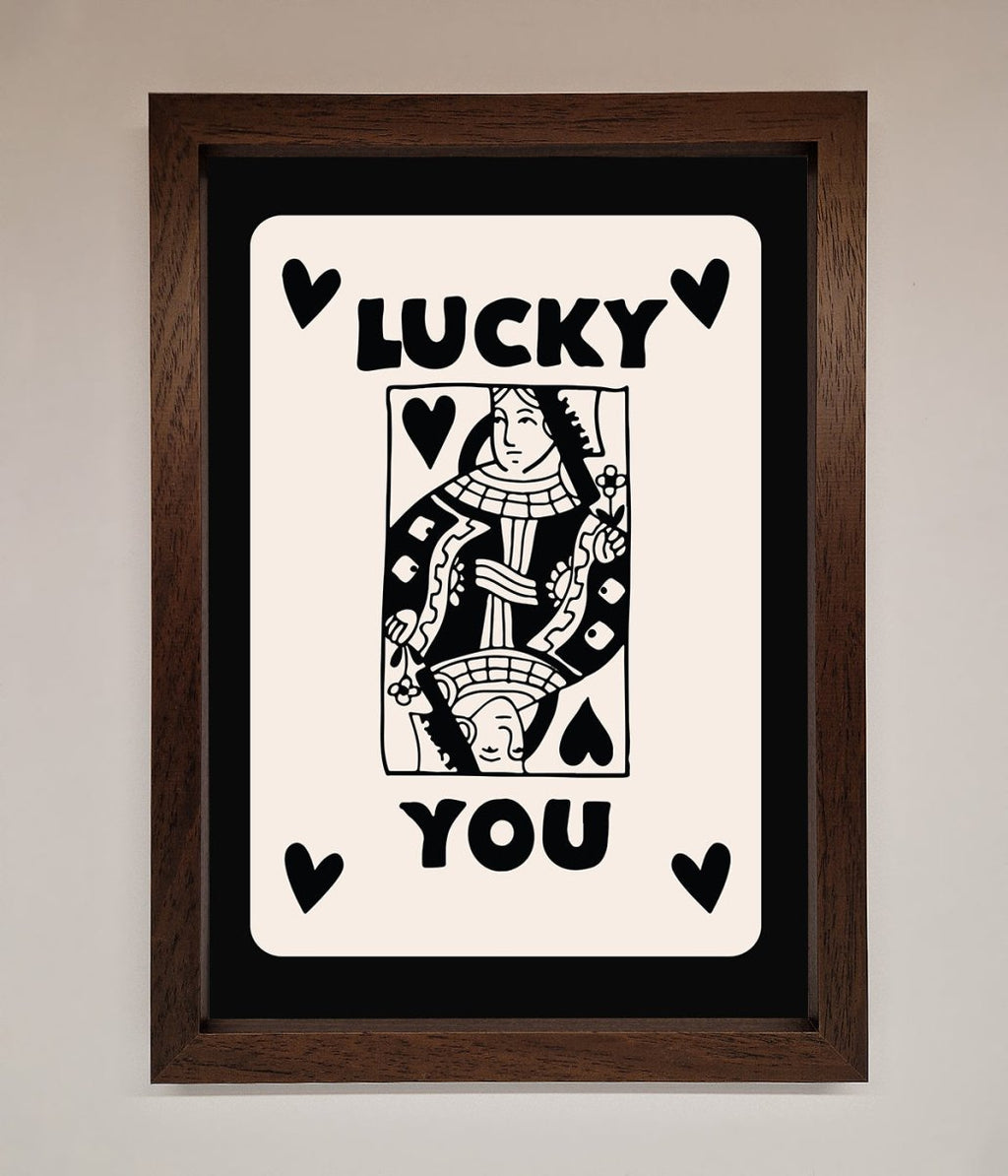 Lucky You Beige Black Framed Print-4