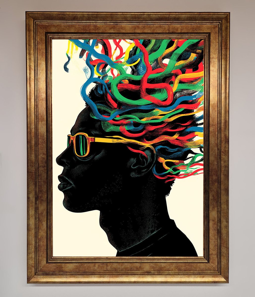 Multicolour Noodle Hair Framed Print-7