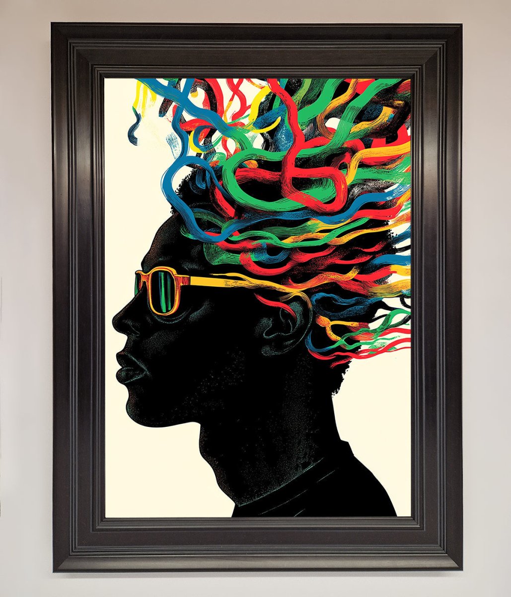Multicolour Noodle Hair Framed Print-6