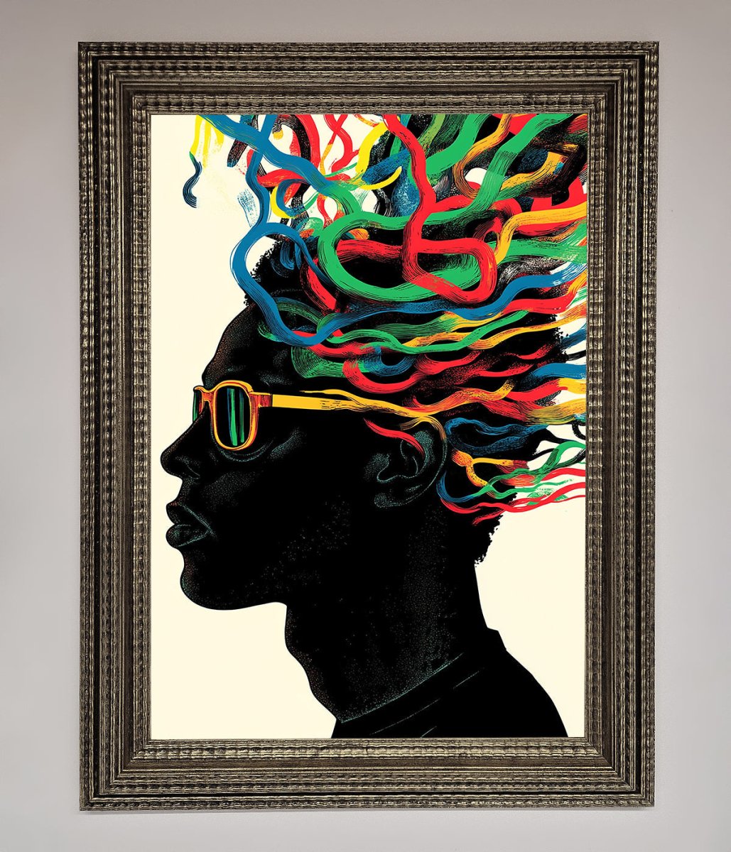 Multicolour Noodle Hair Framed Print-16