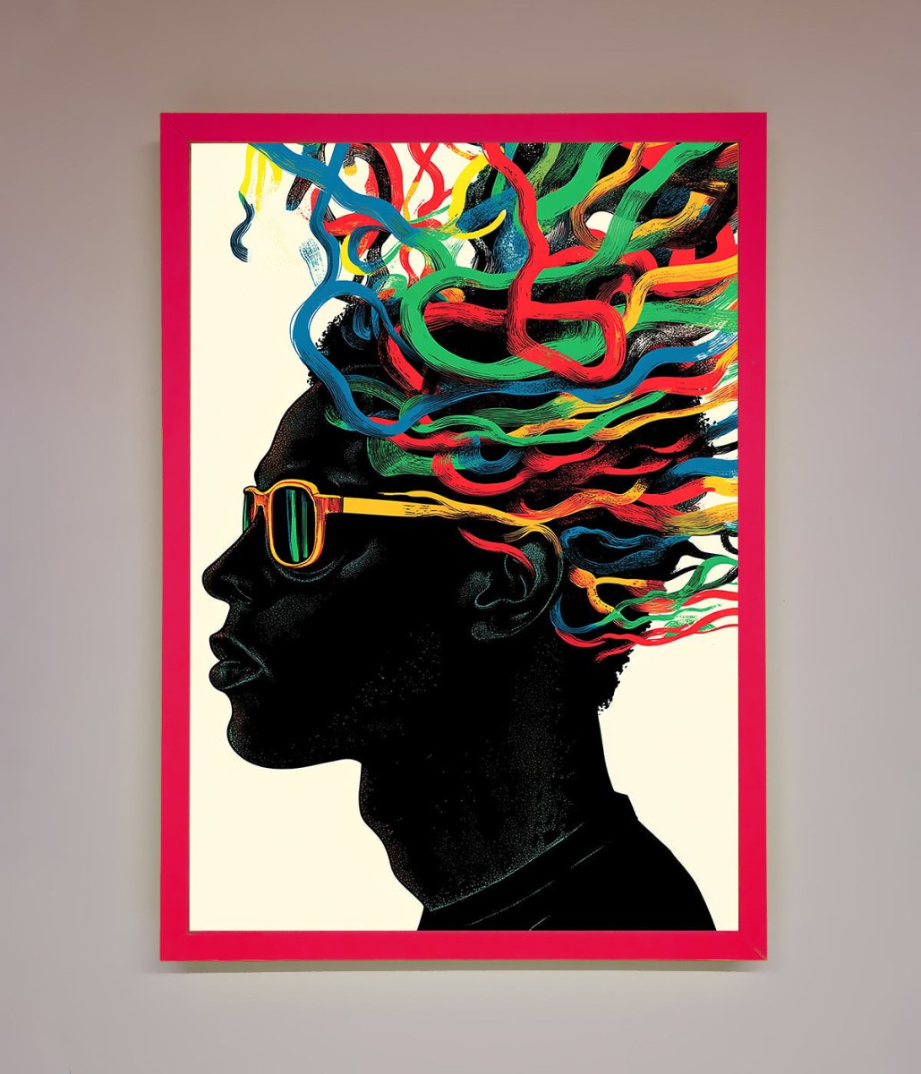 Multicolour Noodle Hair Framed Print-13