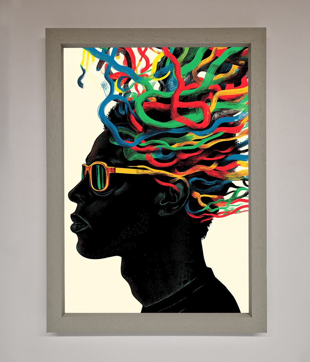 Multicolour Noodle Hair Framed Print-3