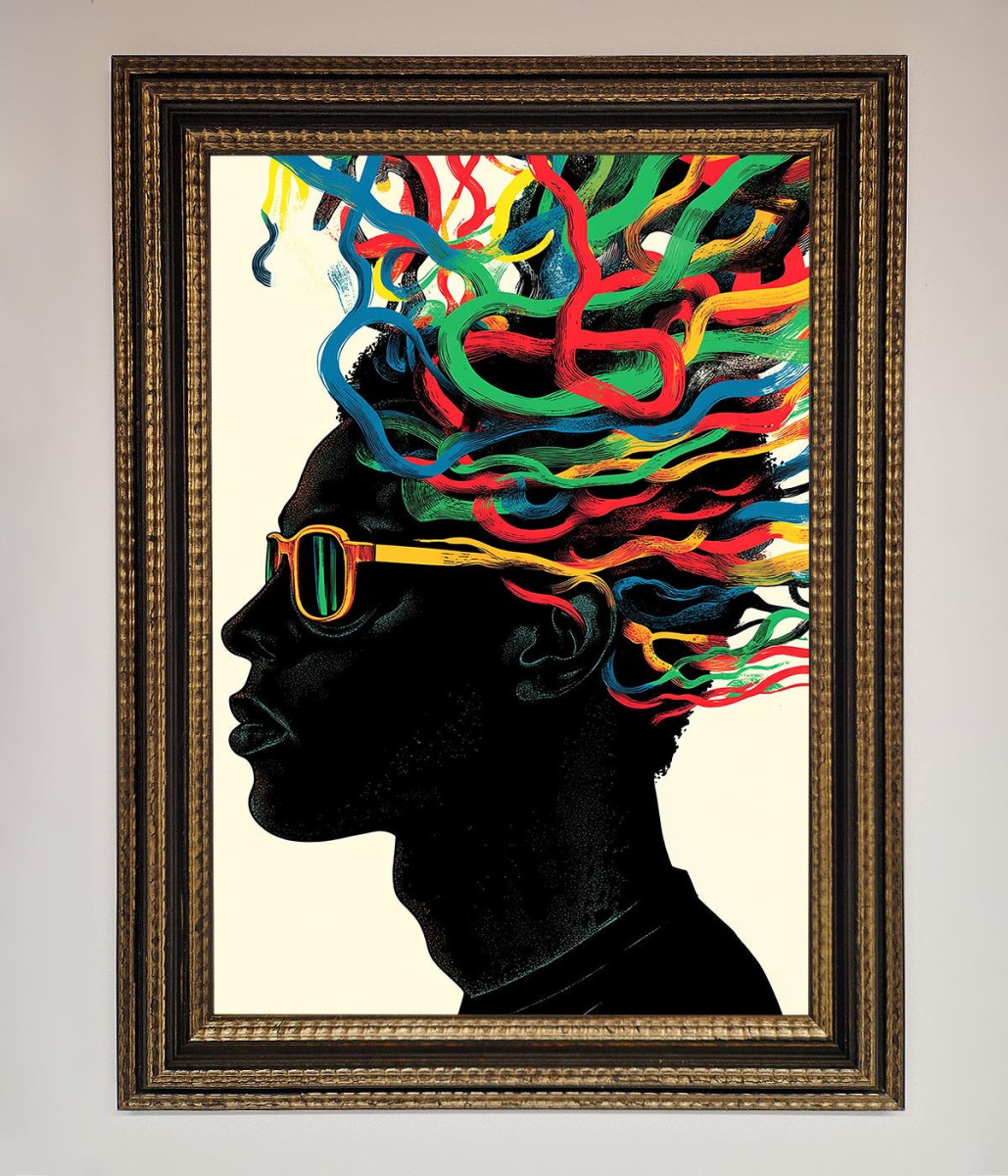 Multicolour Noodle Hair Framed Print-18