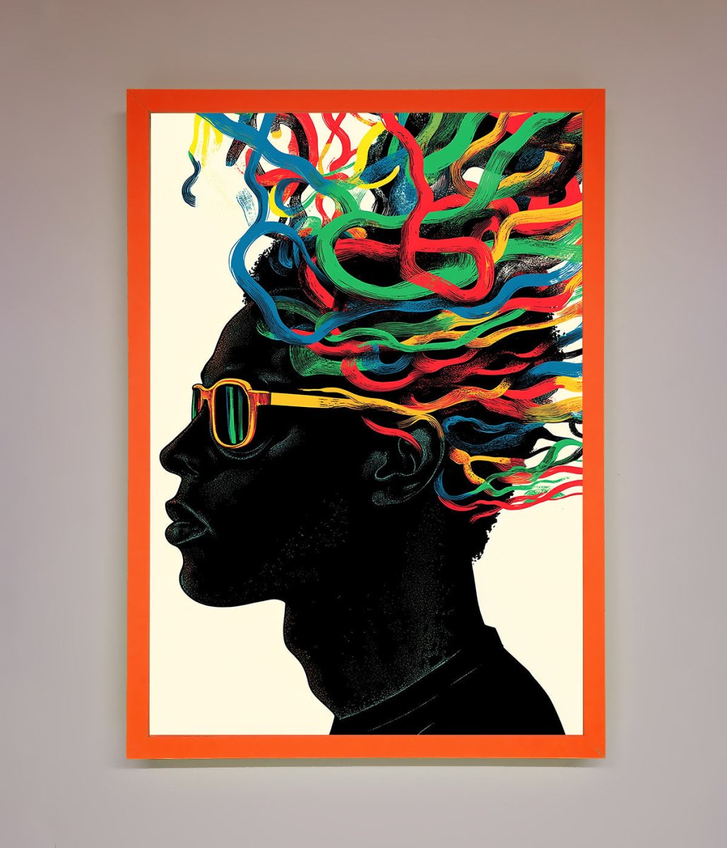 Multicolour Noodle Hair Framed Print-0