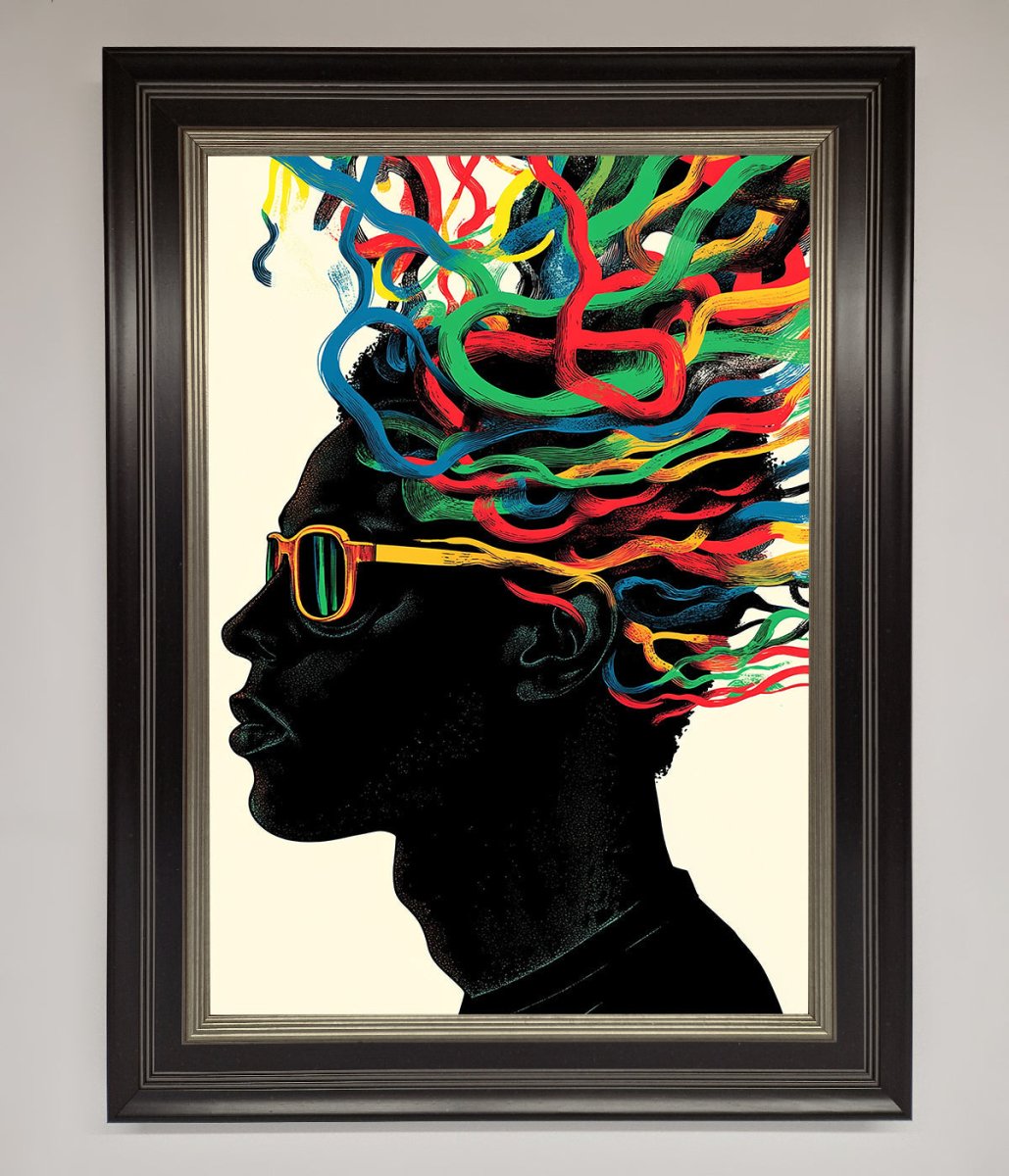 Multicolour Noodle Hair Framed Print-8