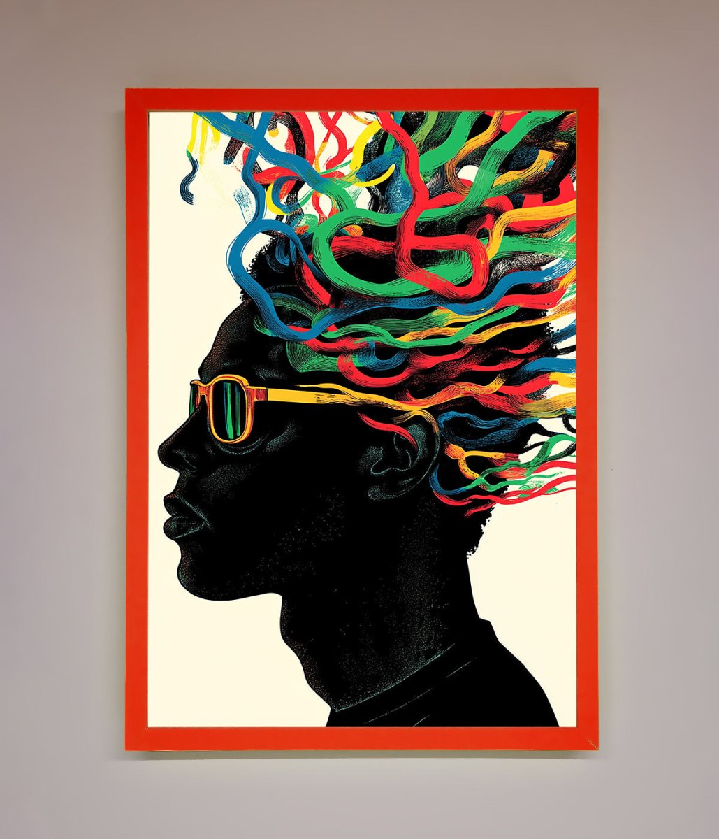 Multicolour Noodle Hair Framed Print-14
