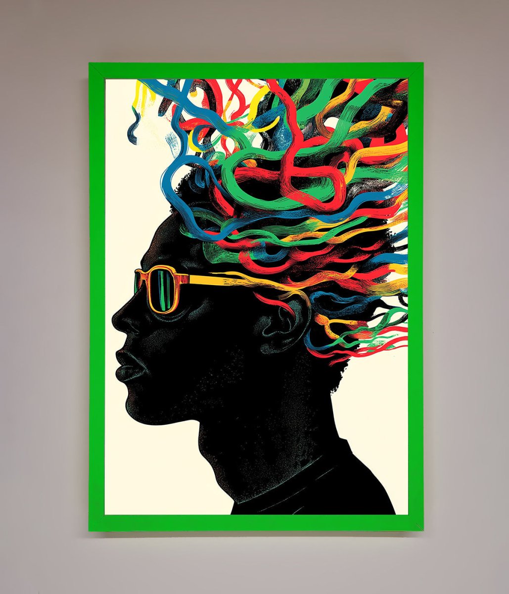 Multicolour Noodle Hair Framed Print-11