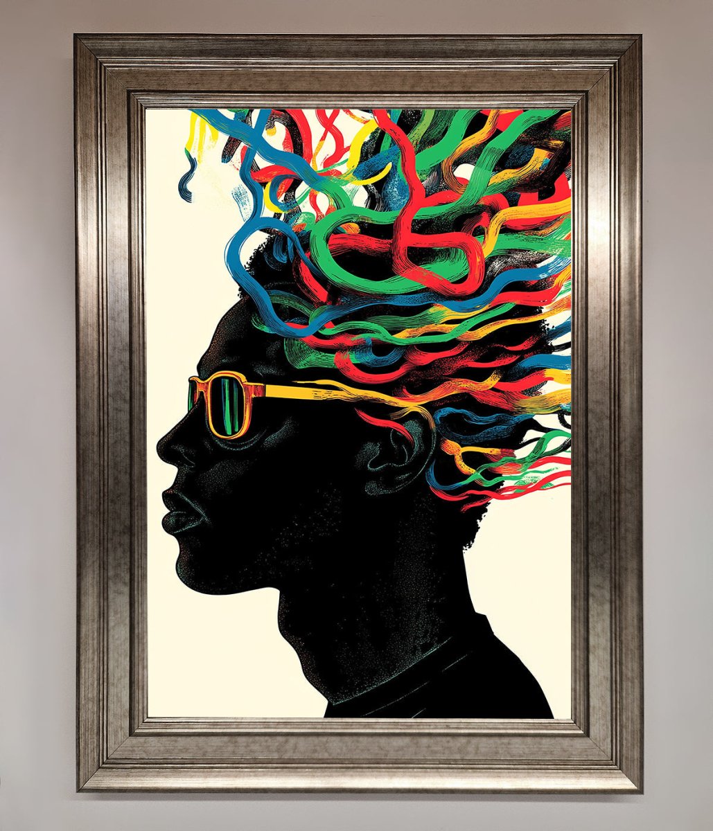 Multicolour Noodle Hair Framed Print-5