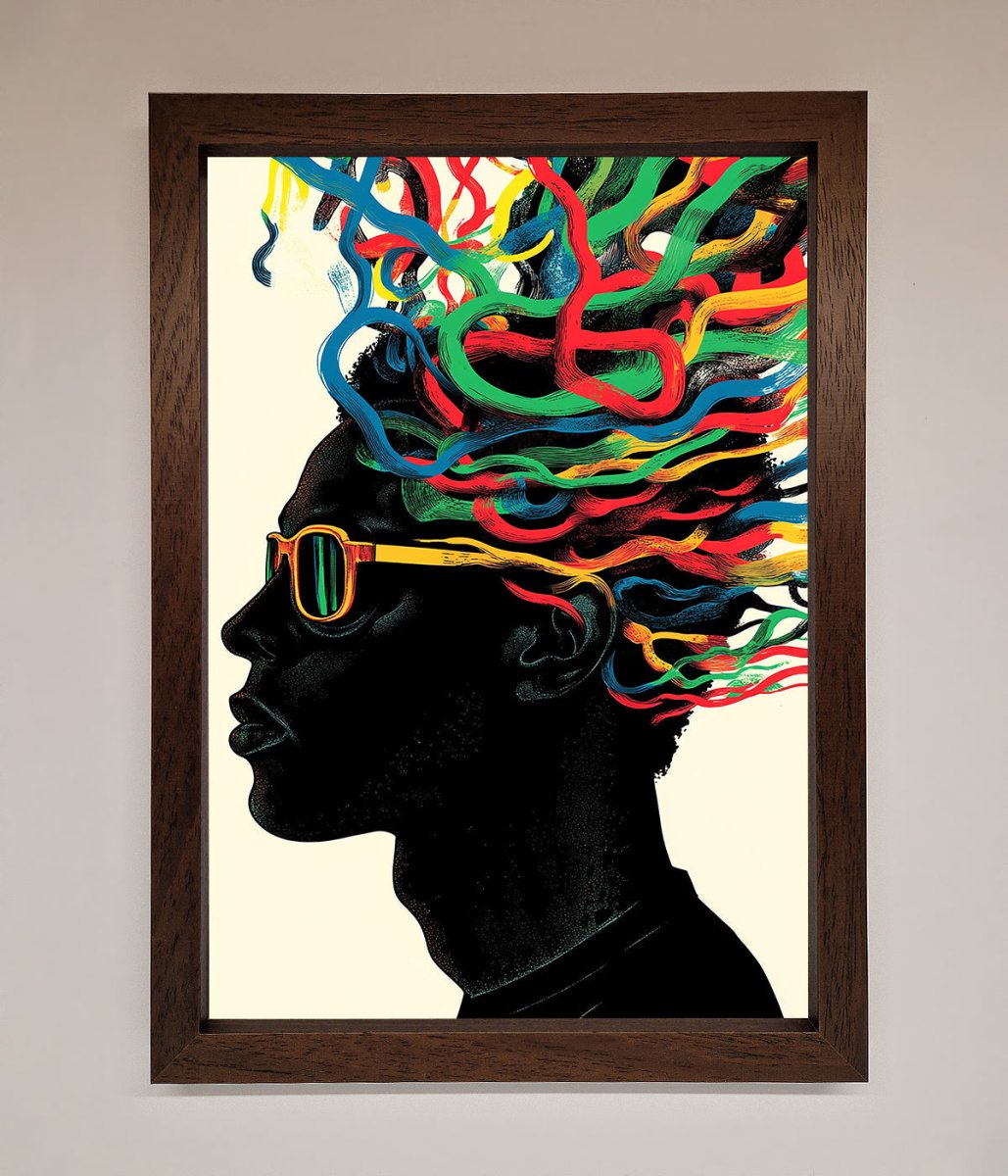 Multicolour Noodle Hair Framed Print-10