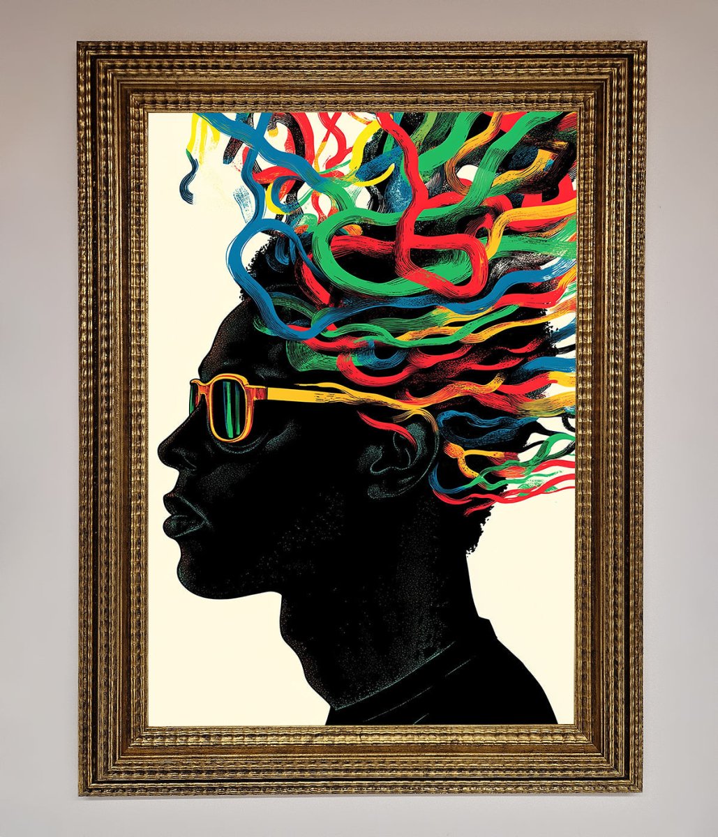 Multicolour Noodle Hair Framed Print-15