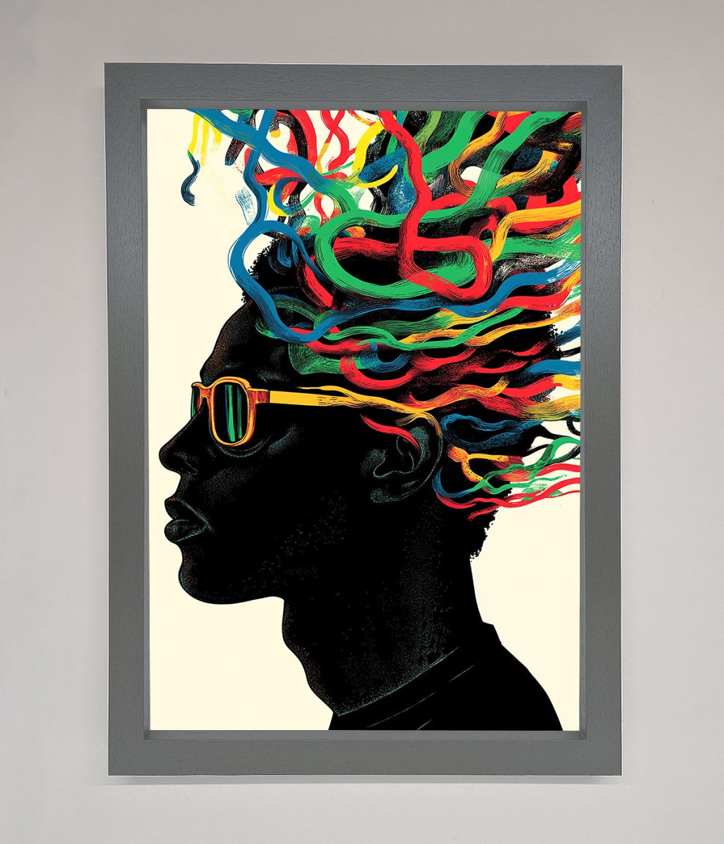 Multicolour Noodle Hair Framed Print-4