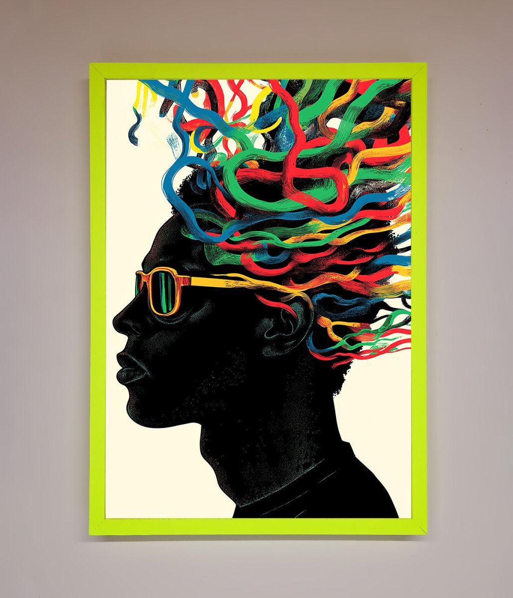 Multicolour Noodle Hair Framed Print-12