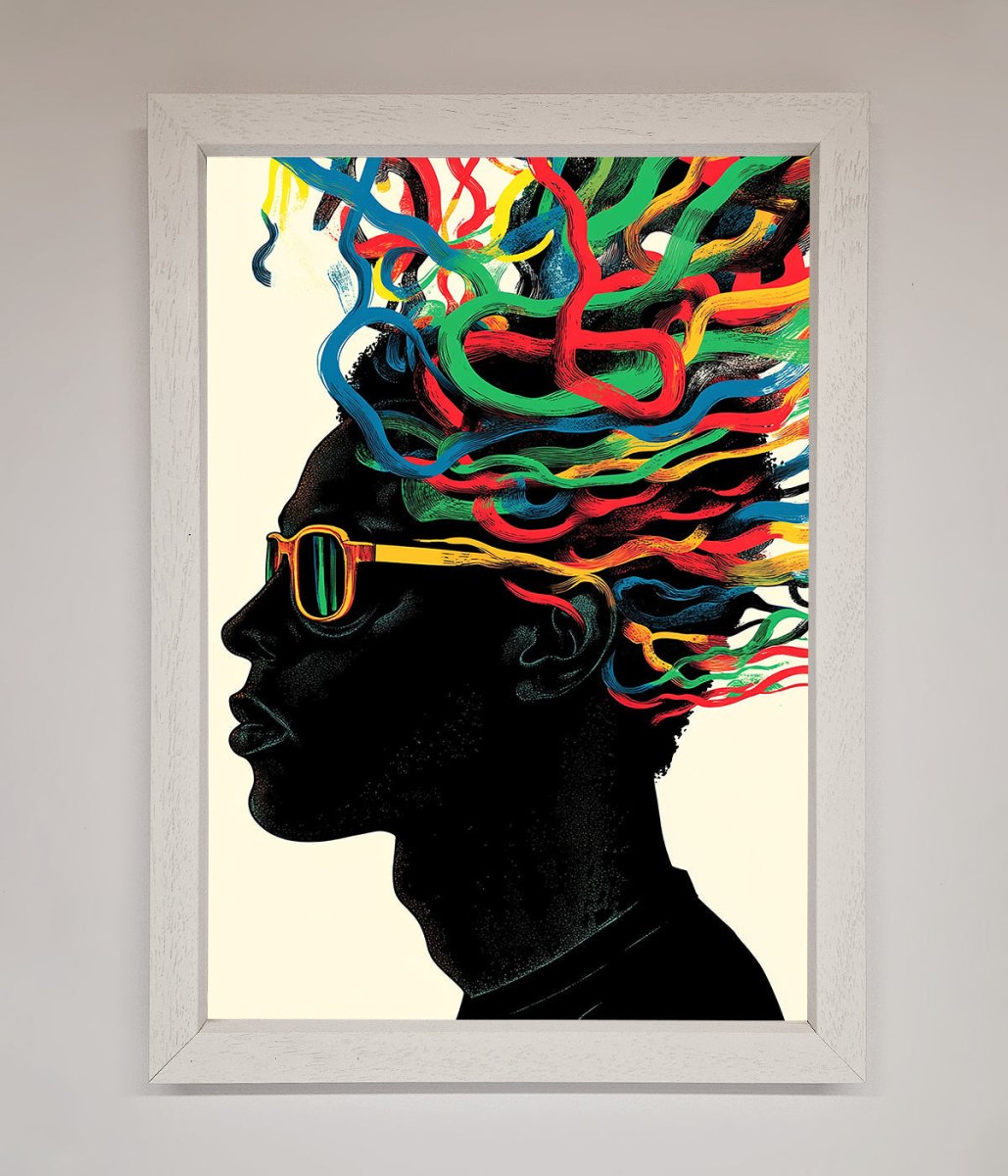 Multicolour Noodle Hair Framed Print-2
